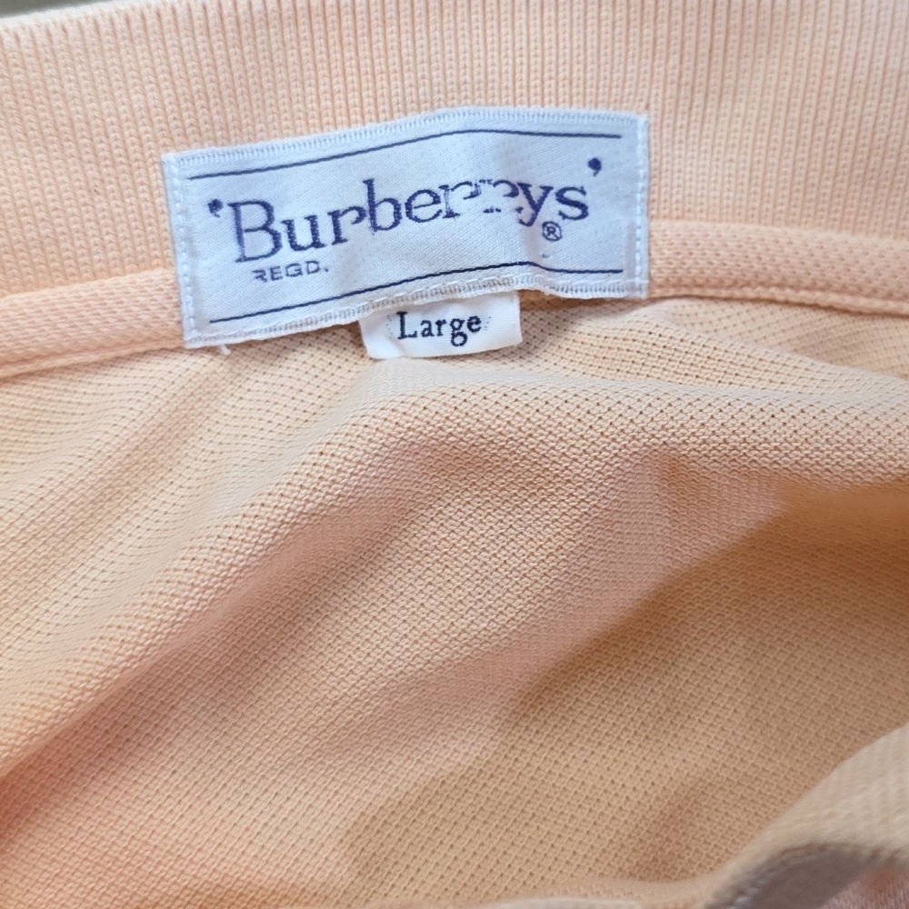 Vintage Burberrys Classic Short Sleeve Polo Shirt w/Chest Pocket in Soft Peach. - Picture 2 of 9